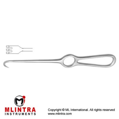 Volkmann Retractor 3 Semi Sharp Prongs Stainless Steel, 22 cm - 8 3/4"
